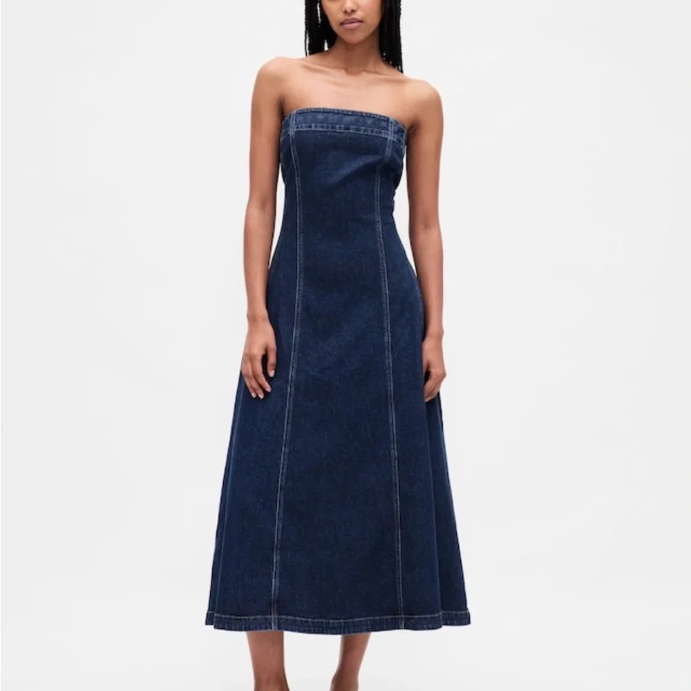 GAP Blue Midi Denim Dress NWT - Picture 4 of 10